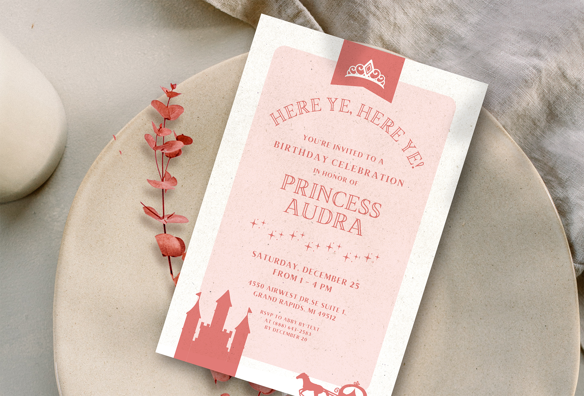 Unfurl the Royal Scroll! Pre-Made Princess Party Invites